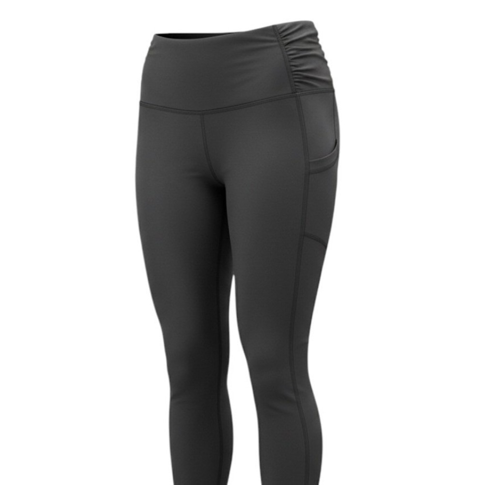 LegEnd Womens High Waisted Ruched Pocket Leggings Charcoal Gray Size S